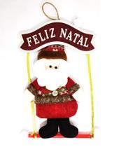 Placa Feliz Natal Boneco Papai Noel Gangorra 25Cm Master - Master Christmas