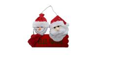 Placa Feliz Natal decoração Boneco Neve Papai Noel 2051-g