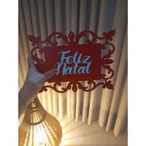 Placa Feliz Natal Modelo Horizontal Decoração em MDF Placa Feliz Natal Modelo Horizontal Decoração em MDF