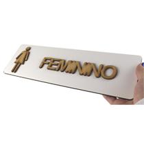 Placa Feminino Banheiro De Madeira MDF Sinalização Aviso