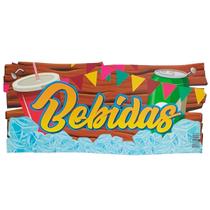 Placa Festa Junina Bebidas 48cm x 23cm - Reino das Festas