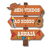 Placa Festa Junina Frase Bem Vindos Arraia 28x32 cm