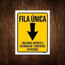 Placa Fila Única Respeite Distância Entre Pessoas 18X23