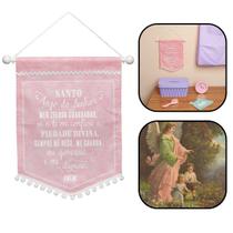 Placa Flâmula Infantil Oração Anjo da Guarda Menina Rosa