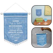 Placa Flâmula Infantil Oração Anjo da Guarda Menino Azul