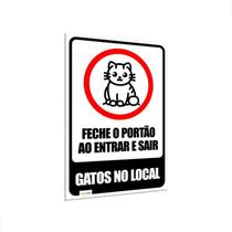 Placa Forte Quadro Aviso De Gatos Branco Vermelho Placa Forte Quadro Aviso De Gatos Branco Vermelho