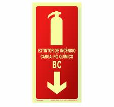 Placa Fotoluminescente - Extintor de Incêndio Carga: Pó Químico BC