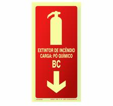 Placa Fotoluminescente - Extintor de Incêndio Carga: Pó Químico BC
