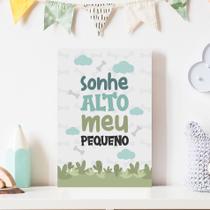 Placa Frase Sonhe Alto Meu Pequeno Jurassic Baby 30x40cm