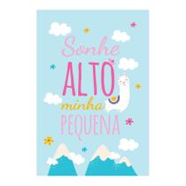 Placa Frase Sonhe Alto Minha Pequena Lhama 30x40cm