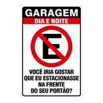Placa Garagem Proibido Estacionar Dia e Noite 20cmx30cm Placa Garagem Proibido Estacionar Dia e Noite 20cmx30cm