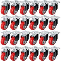 Placa giratória de 2 polegadas Caster Wheels FactorDuty em poliuretano vermelho Placa giratória de 2 polegadas Caster Wheels FactorDuty em poliuretano vermelho