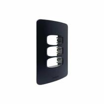 Placa Gracia Black Maxx 4x2 Preta 3 Módulos com Suporte Alumbra Placa Gracia Black Maxx 4x2 Preta 3 Módulos com Suporte Alumbra