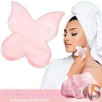 Placa Gua Sha Massageadora Quartzo Rosa Borboleta - Wapshop