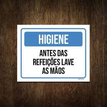 Placa Higiene Antes Das Refeições Lave As Mãos 18X23