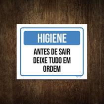 Placa Higiene Antes De Sair Deixe Tudo Em Ordem 18X23