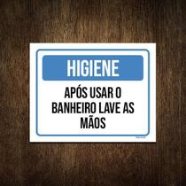 Placa Higiene Após Usar Banheiro Lave As Mãos 18X23
