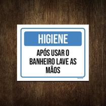 Placa Higiene Após Usar Banheiro Lave As Mãos 36X46