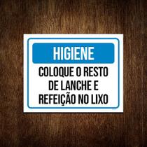 Placa Higiene Coloque Resto Lanche Lixo 36x46