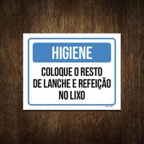 Placa Higiene Coloque Resto Lanche Refeição Lixo 18X23