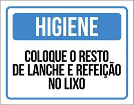 Placa Higiene Coloque Resto Lanche Refeição Lixo 18X23