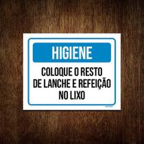 Placa Higiene Coloque Resto Lanche Refeição Lixo 36x46 - Sinalizo