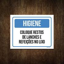 Placa Higiene Coloque Resto Lanches Lixo 18X23