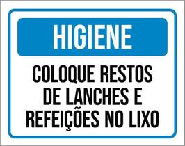 Placa Higiene Coloque Resto Lanches Lixo 18X23