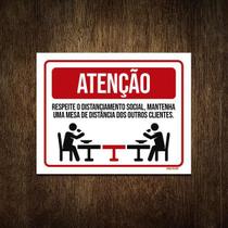 Placa Higiene Distanciamento Social Restaurante 18X23