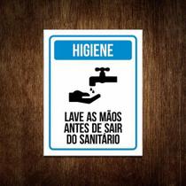 Placa Higiene Lavar As Mãos Lave As Mãos Antes De Sair 36X46