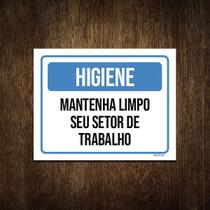 Placa Higiene Mantenha Limpo Seu Setor De Trabalho 18X23