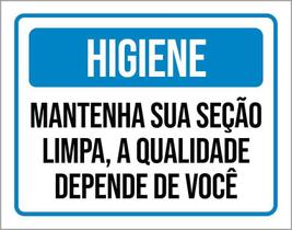 Placa Higiene Mantenha Sua Seção Limpa 36X46