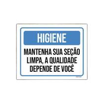 Placa Higiene Mantenha Sua Seção Limpa Qualidade 27X35