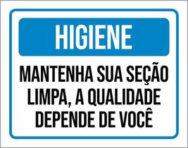 Placa Higiene Mantenha Sua Seção Limpa Qualidade 27X35