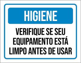 Placa Higiene Verifique Equipamento Está Limpo 27X35 Placa Higiene Verifique Equipamento Está Limpo 27X35