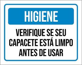 Placa Higiene Verifique Seu Capacete Está Limpo 27X35