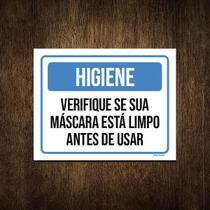 Placa Higiene Verifique Sua Máscara Está Limpa 27X35