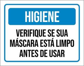 Placa Higiene Verifique Sua Máscara Está Limpa 27X35