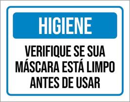 Placa Higiene Verifique Sua Máscara Está Limpa 36X46 Placa Higiene Verifique Sua Máscara Está Limpa 36X46