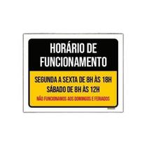 Placa Horário Funcionamento Preto Amarelo 27X35Cm