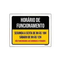 Placa Horário Funcionamento Preto Amarelo 36X46Cm