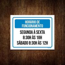 Placa Horário Segunda Sexa 8 As 18 Sabado 12 18x23cm 3un
