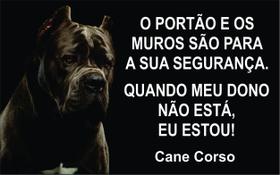 Placa Identificação Cão Bravo Cuidado Cane Corso preta Placa Identificação Cão Bravo Cuidado Cane Corso preta