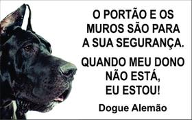 Placa Identificação Cão Bravo Cuidado Dogue alemão