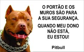 Placa Identificação Cão Bravo Cuidado Pitbull - Ciruvix
