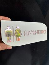Placa Identificação de Porta, Banheiro Em MDF BRANCO com ACRILICO espelhado.
