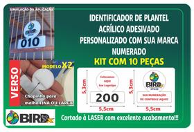 placa identificador plantel - Personalizado kit com 10unid acrilico X2 - birdX