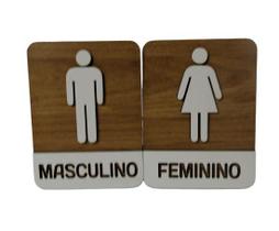 Placa Indicativa Banheiro Masc/fem Em Mdf