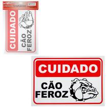 Placa indicativa cuidado cão feroz 20x30cm pacific flowers