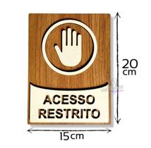 Placa indicativa de acesso restrito mdf 3mm sala restrita Placa indicativa de acesso restrito mdf 3mm sala restrita